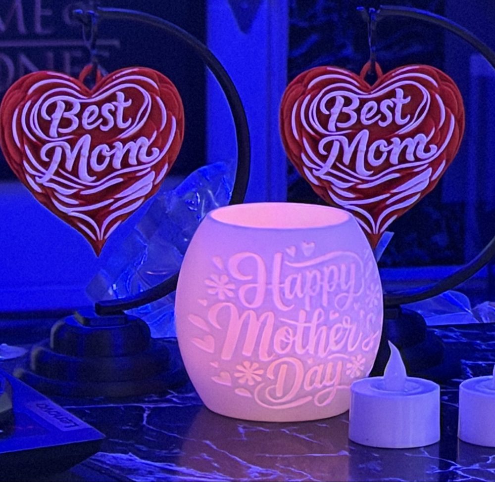 Best Mom heart ornaments and Happy Mother's Day lithophane